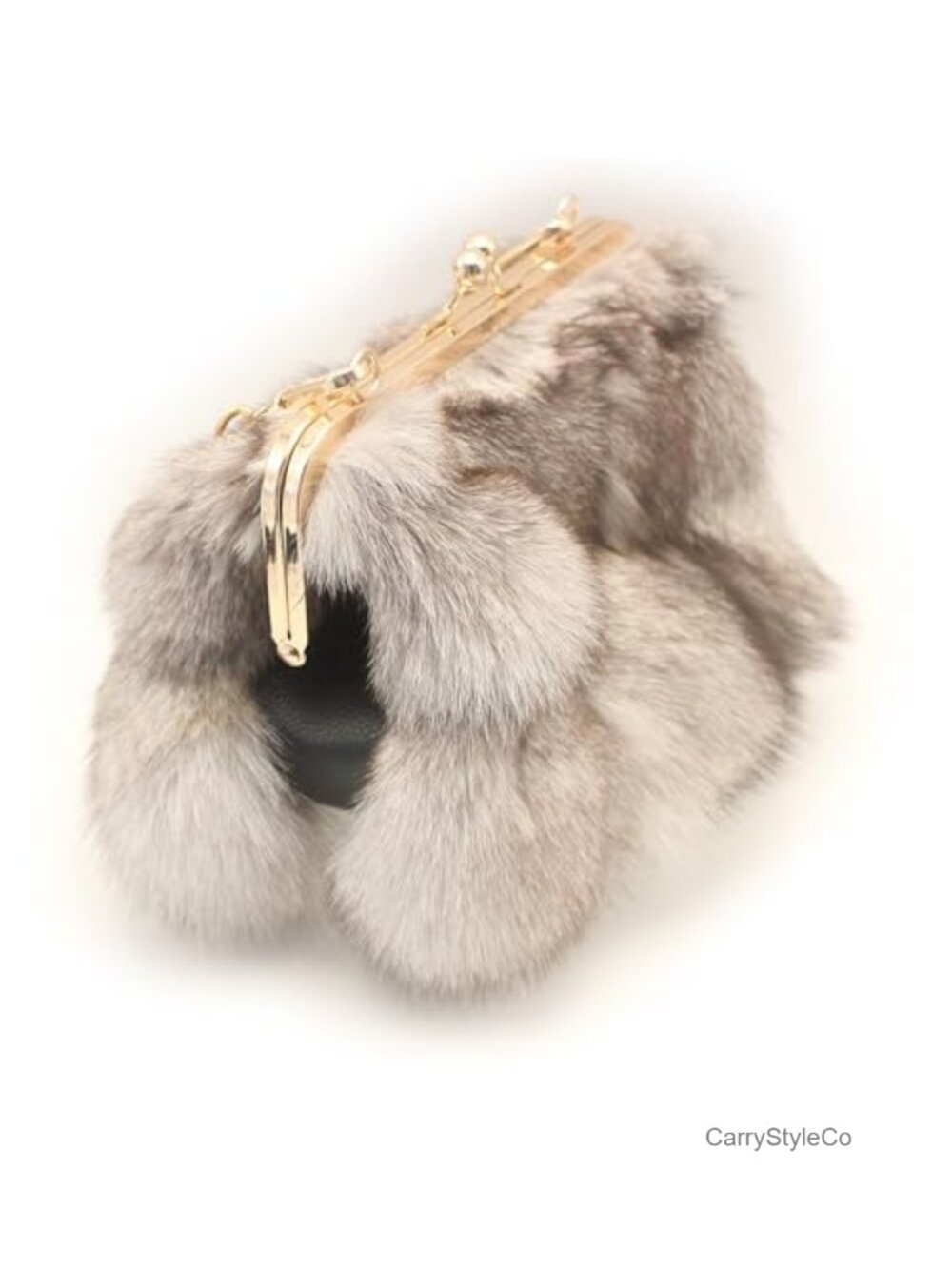 Natural Fox Fur Clutch Convertible Chain Strap Evening Bag